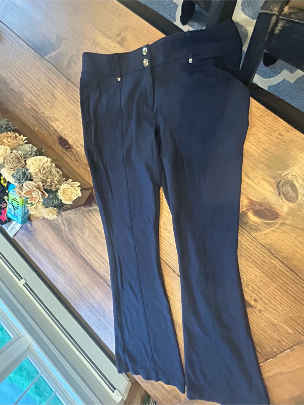 Cache Women's Navy Flare work Pants y2k vintage